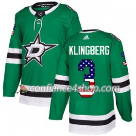 Adidas Maillot de Hockey Dallas Stars John Klingberg 3 2017-2018 Kelly Vert USA Flag Fashion Authentic - Homme